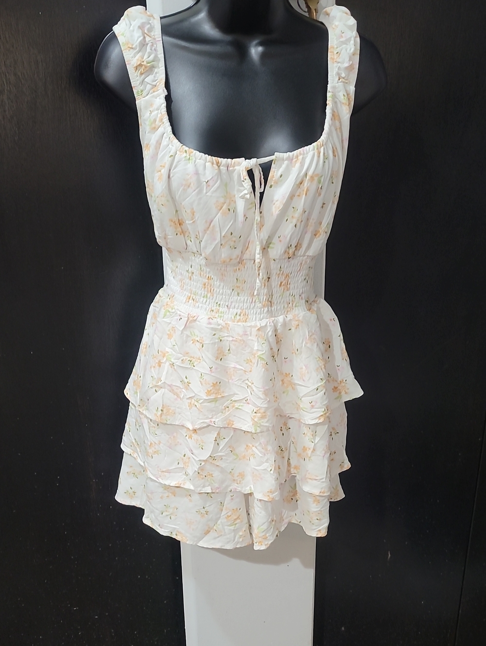 No Boundaries White Floral Ruffled Romper